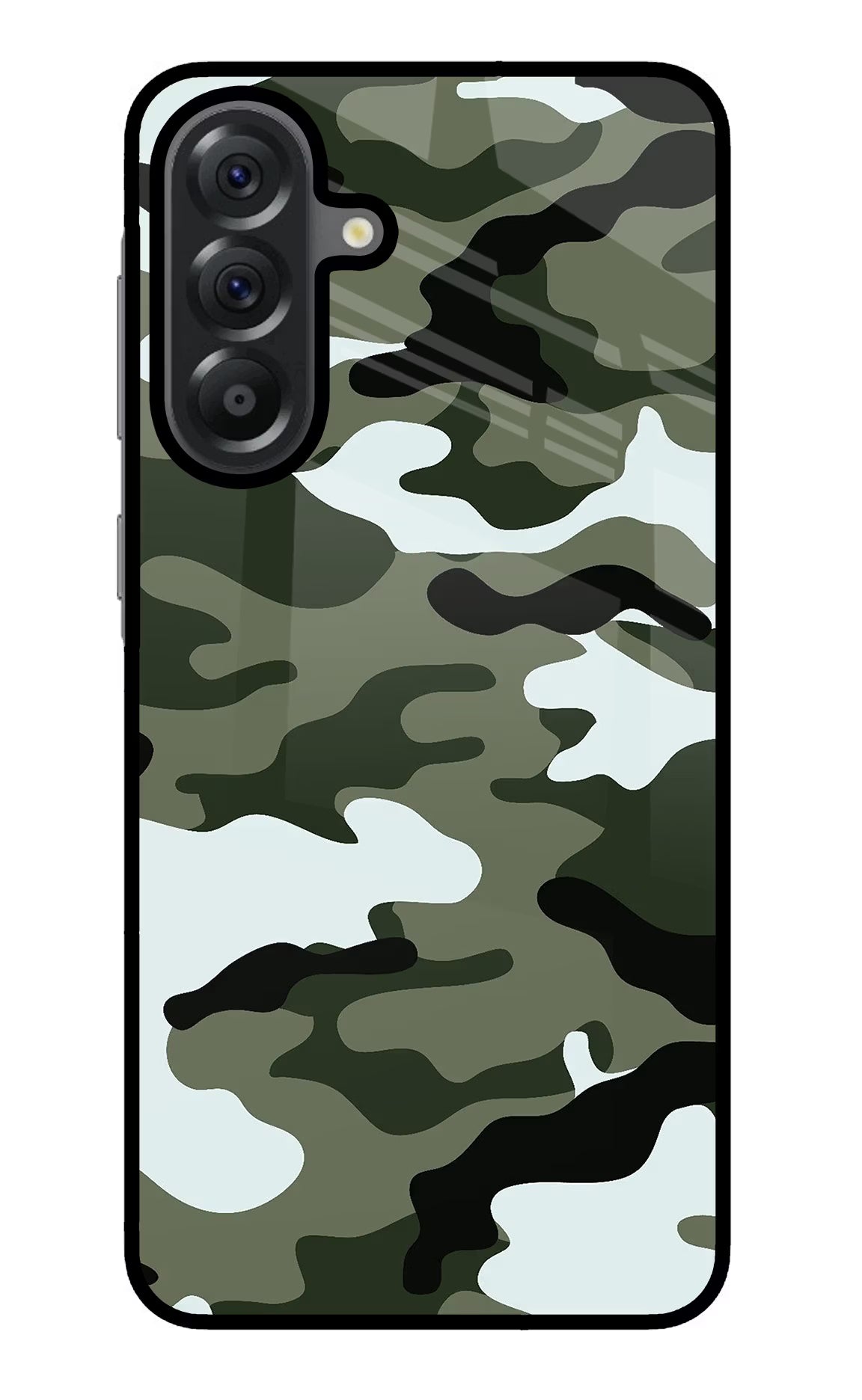 Camouflage Samsung A56 5G Glass Case Back Cover by Casekaro