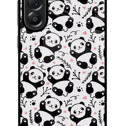 Cute Panda Samsung A56 5G Glass Case Back Cover by Casekaro