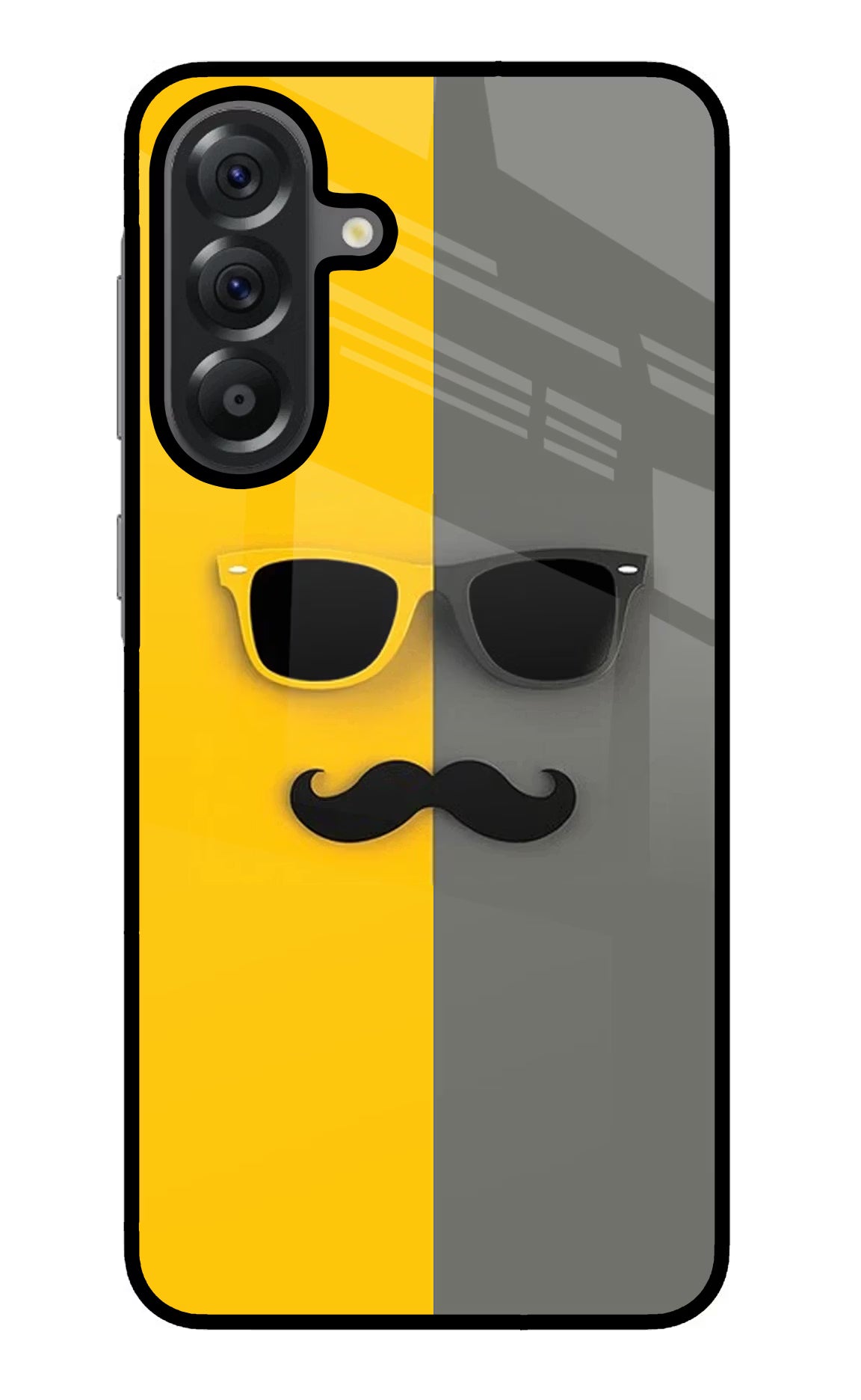 Sunglasses with Mustache Samsung A56 5G Glass Case Back Cover by Casekaro