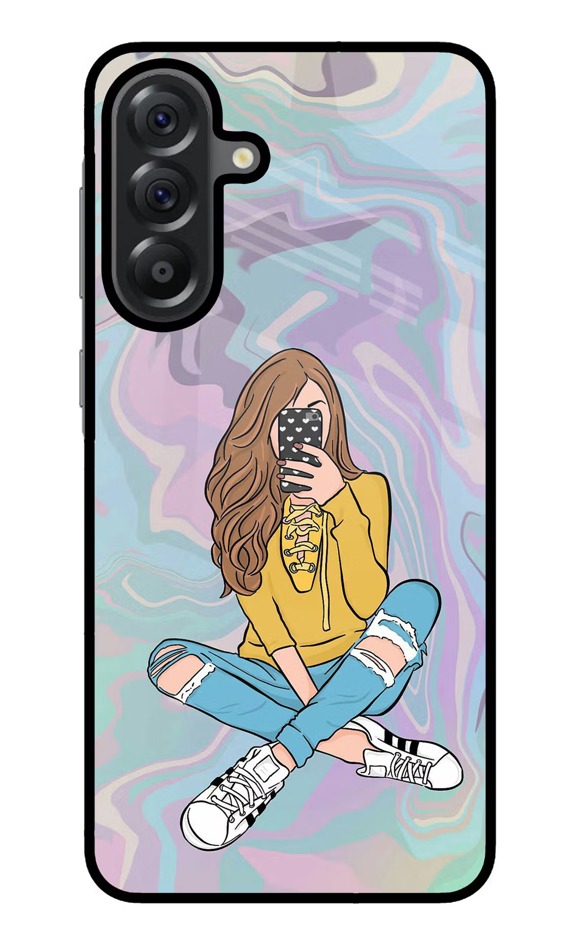 Selfie Girl Samsung A56 5G Glass Case Back Cover by Casekaro