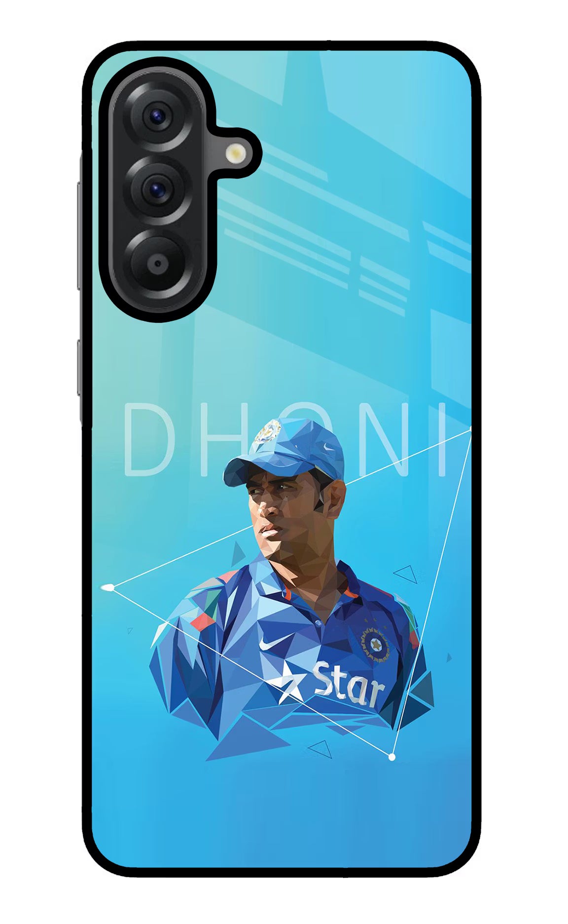 Dhoni Artwork Samsung A56 5G Glass Case Back Cover by Casekaro