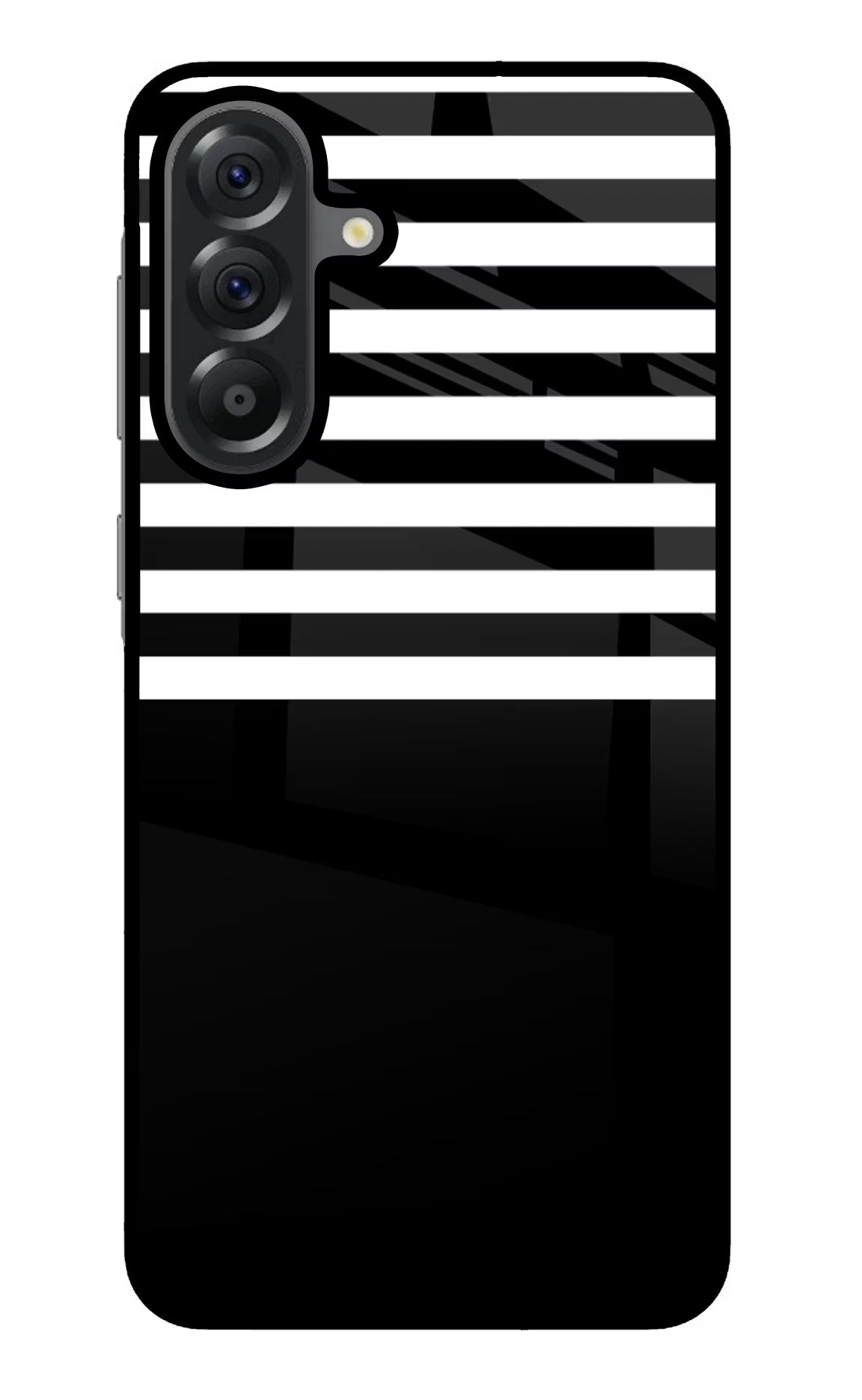 Black and White Print Samsung A56 5G Glass Case Back Cover by Casekaro