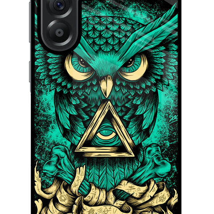 Green Owl Samsung A56 5G Glass Case Back Cover by Casekaro