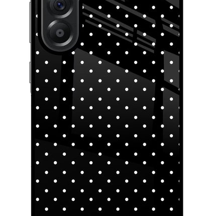 White Dots Samsung A56 5G Glass Case Back Cover by Casekaro