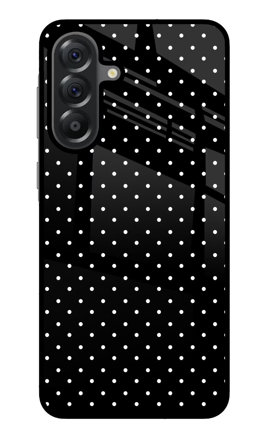 White Dots Samsung A56 5G Glass Case Back Cover by Casekaro