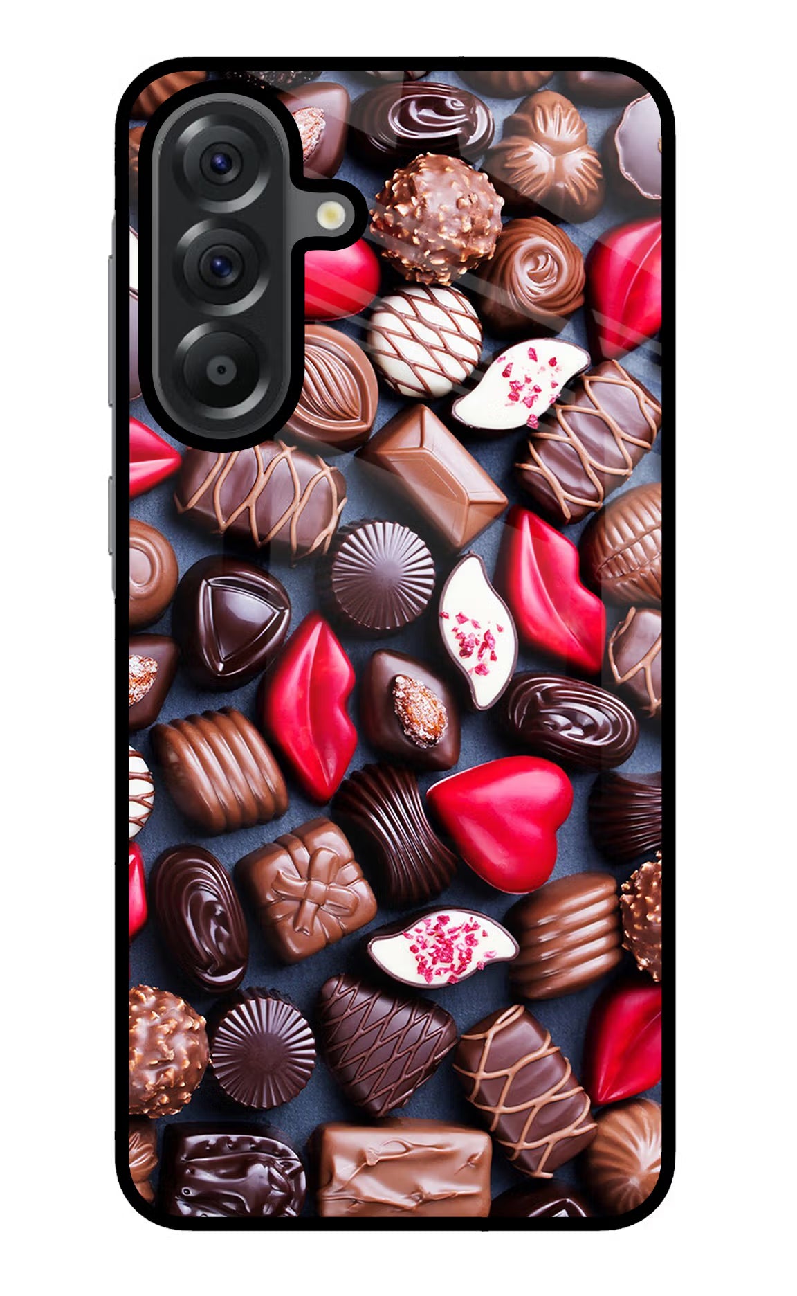 Chocolates Samsung A56 5G Glass Case Back Cover by Casekaro
