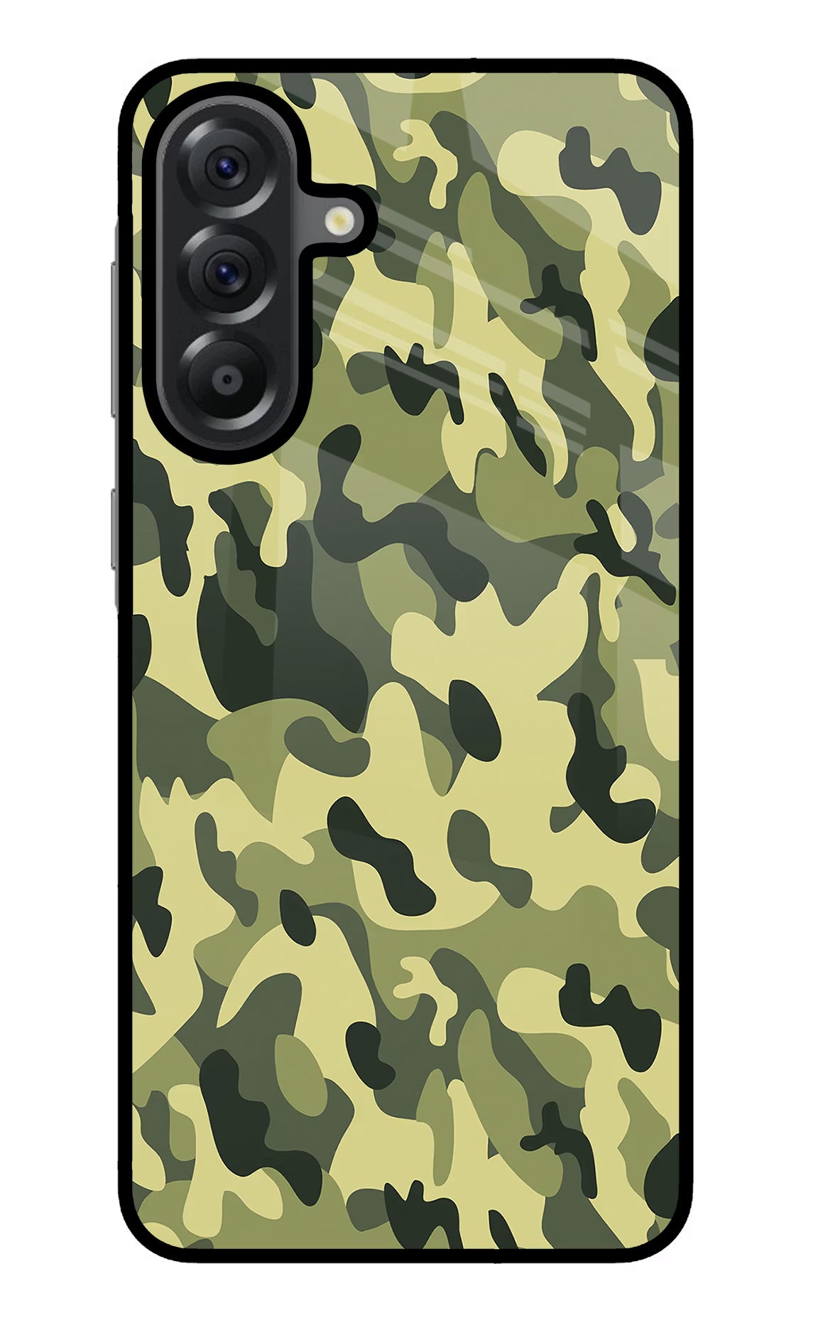 Camouflage Samsung A56 5G Glass Case Back Cover by Casekaro