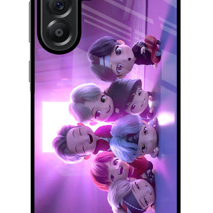BTS Chibi Samsung A56 5G Glass Case Back Cover by Casekaro