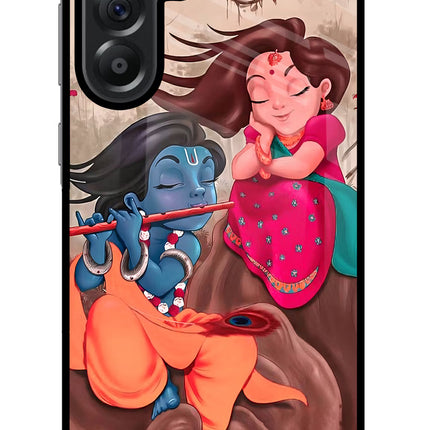 Radhe Krishna Samsung A56 5G Glass Case Back Cover by Casekaro