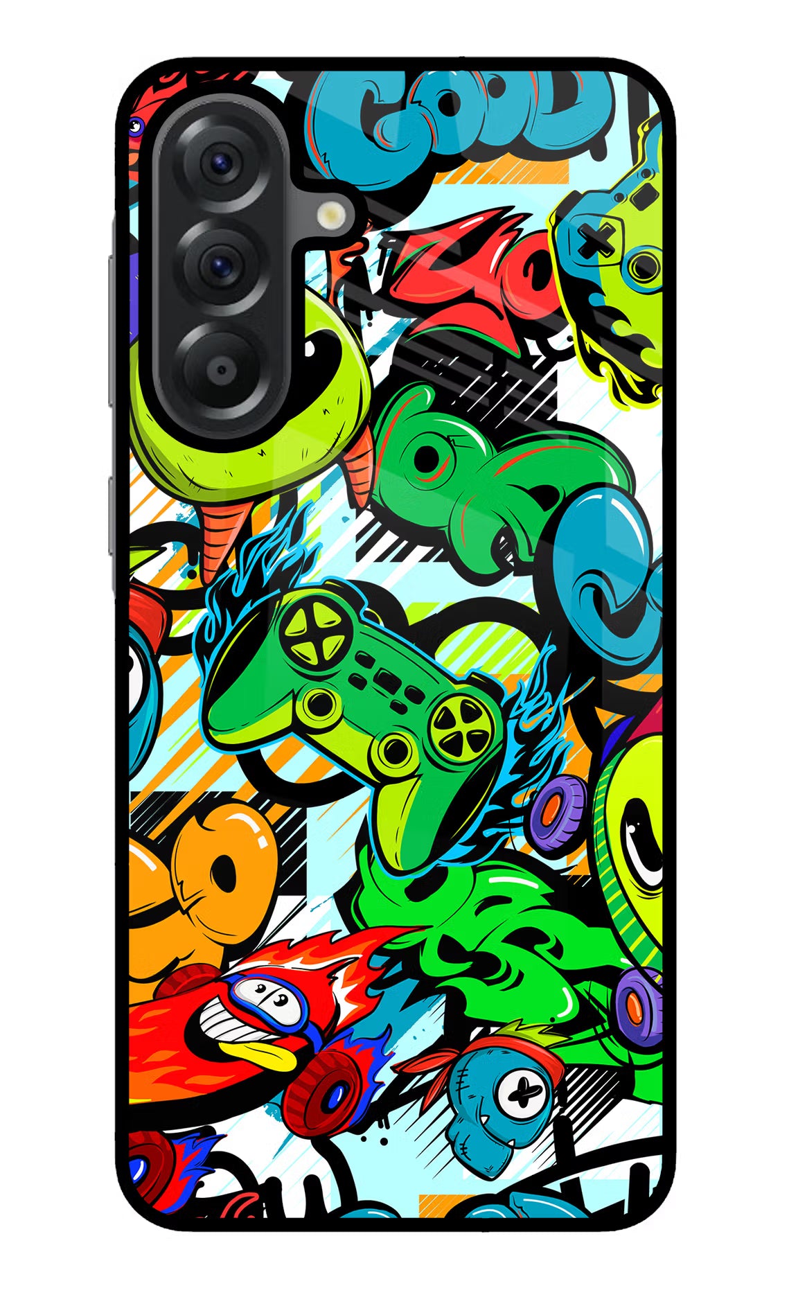 Game Doodle Samsung A56 5G Glass Case Back Cover by Casekaro