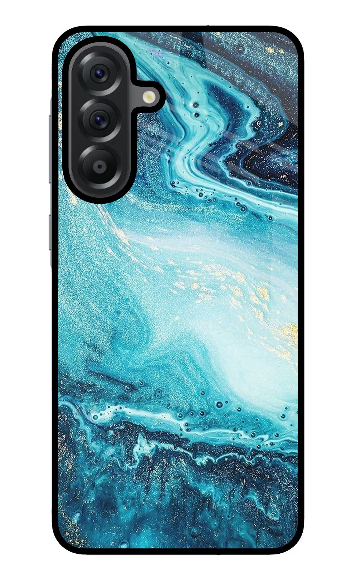 Blue Glitter Marble Samsung A56 5G Glass Case