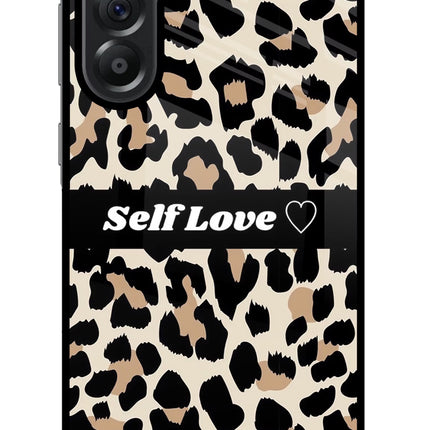 Leopard Print Self Love Samsung A56 5G Glass Case Back Cover by Casekaro