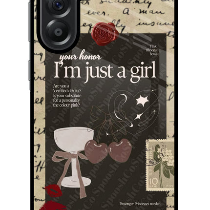 I am just a girl Samsung A56 5G Glass Case Back Cover by Casekaro