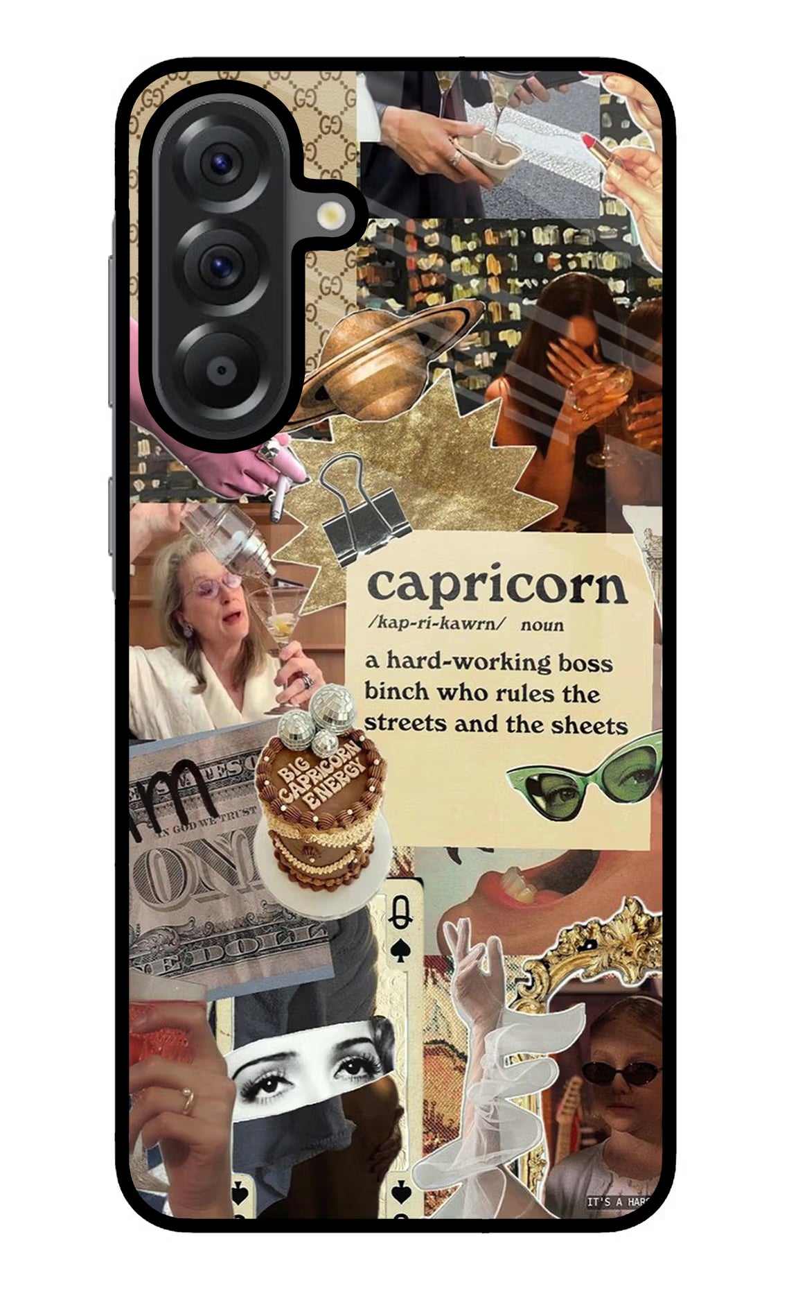Capricorn Zodiac Samsung A56 5G Glass Case Back Cover by Casekaro