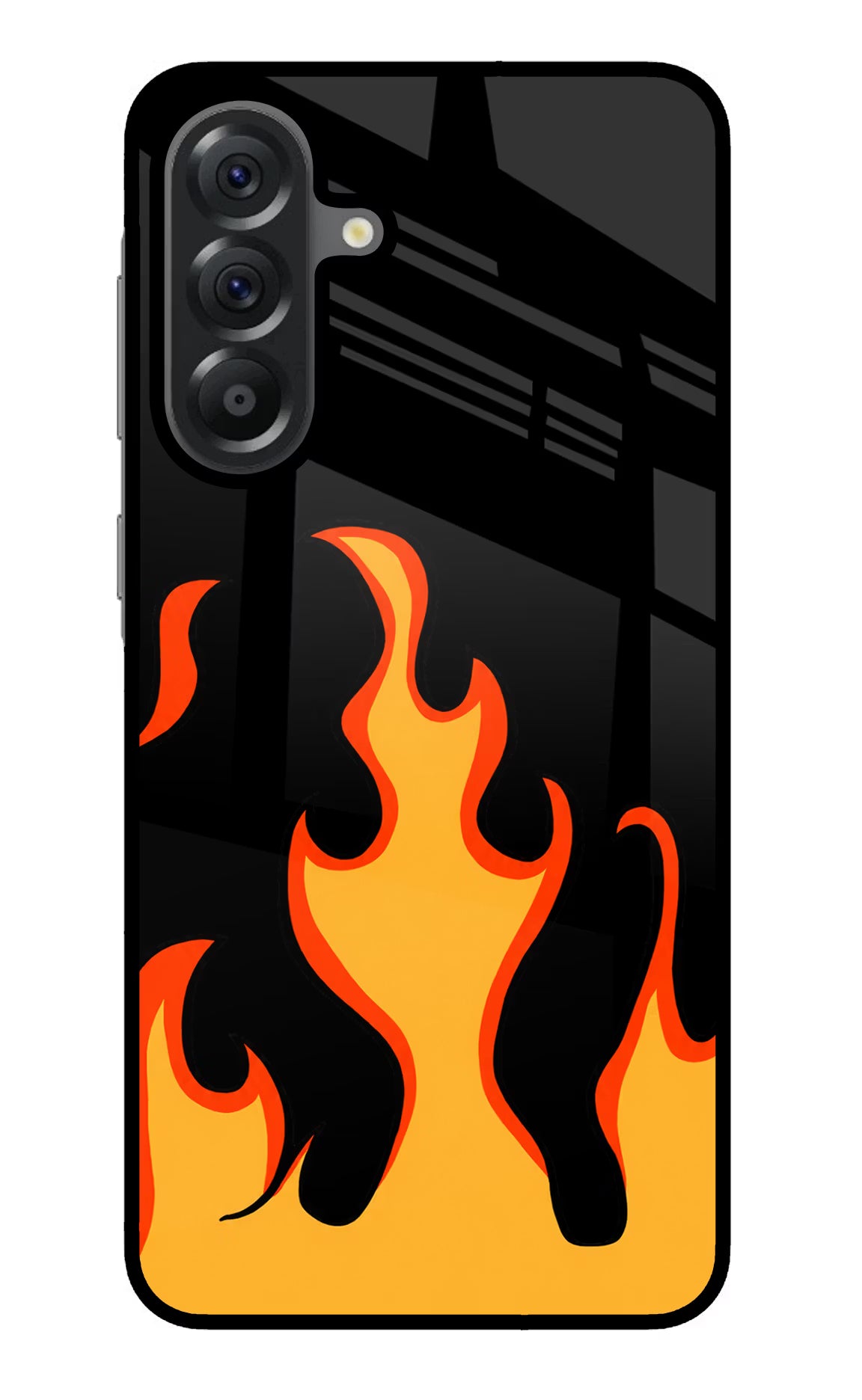 Fired Up – Black Samsung A56 5G Glass Case Back Cover by Casekaro