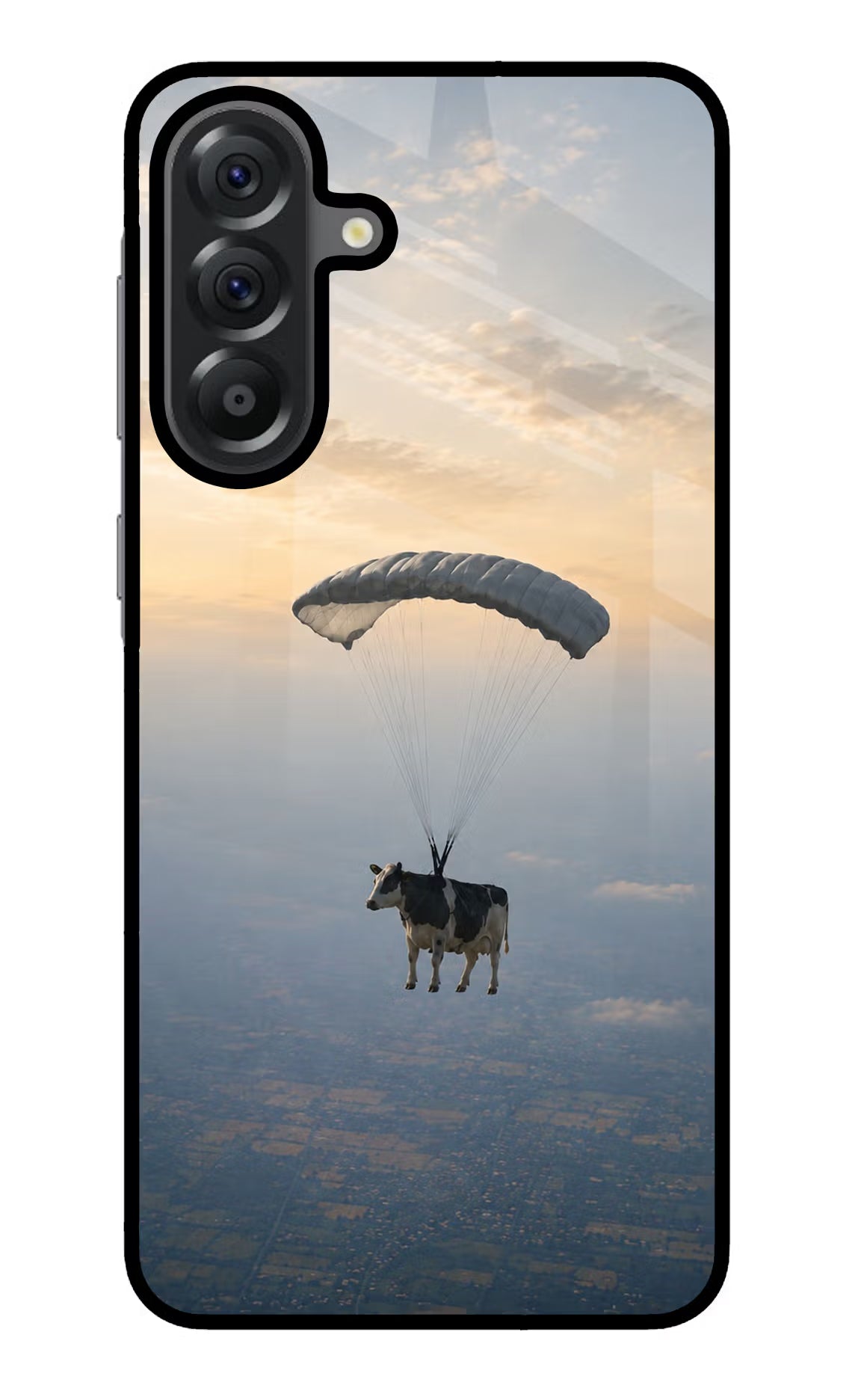 Skydiving Cow Samsung A56 5G Glass Case