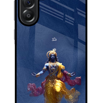 Cosmic Krishna Samsung A56 5G Glass Case Back Cover by Casekaro