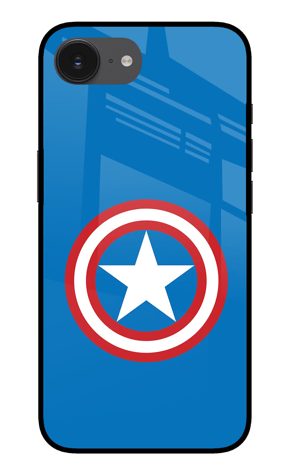 Captain America Logo iPhone 16e Glass Case Back Cover by Casekaro
