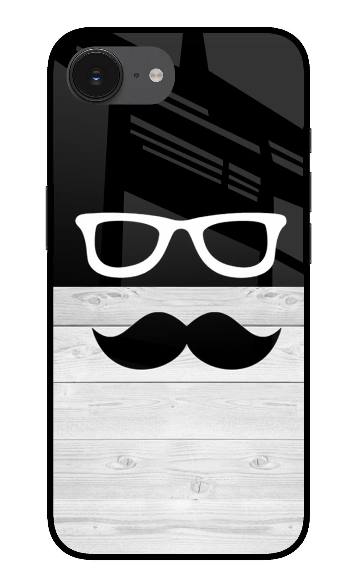 Mustache iPhone 16e Glass Case Back Cover by Casekaro