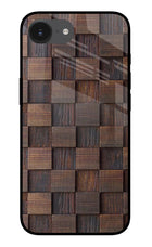 Wooden Cube Design iPhone 16e Glass Case