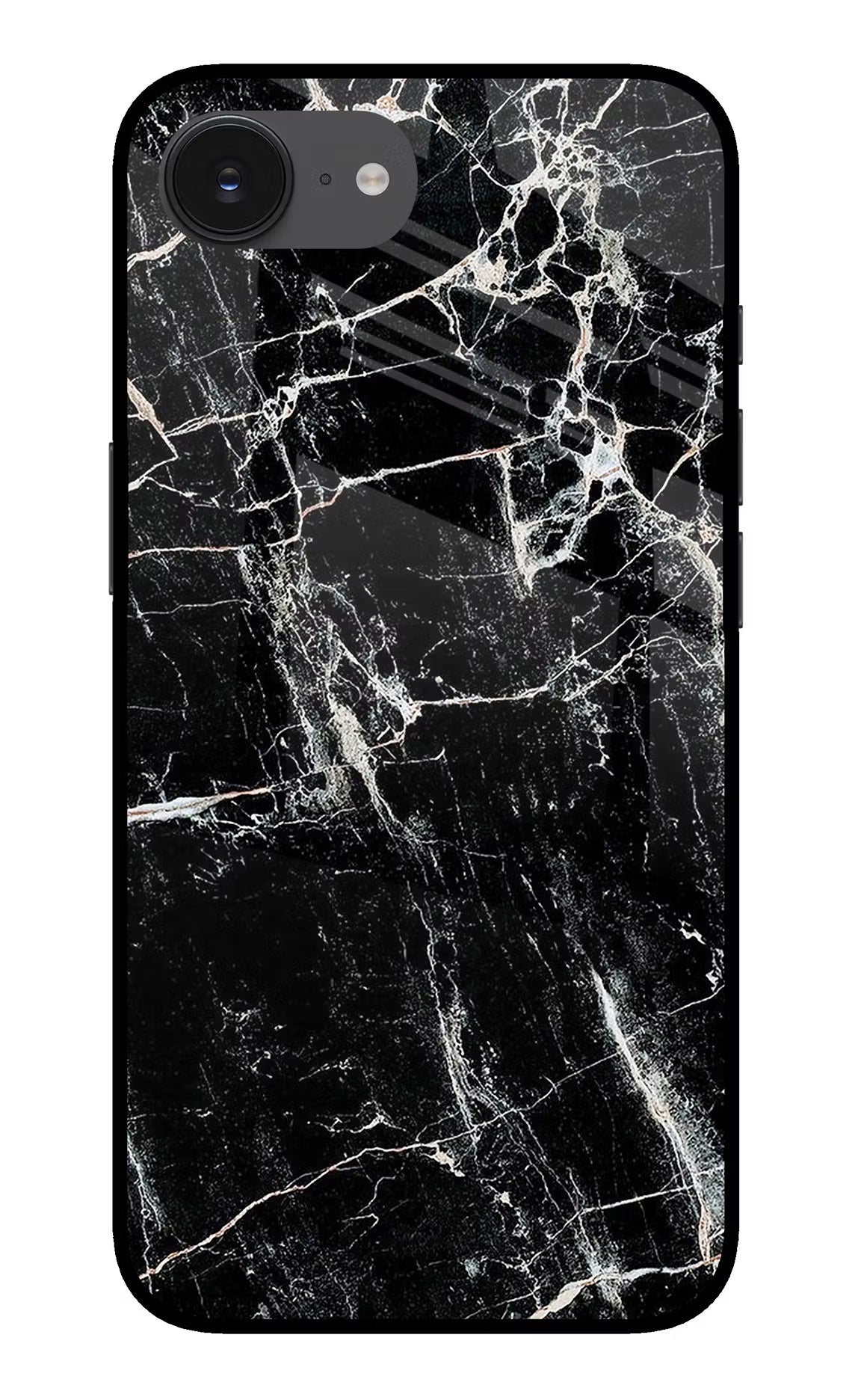 Black Marble Texture iPhone 16e Glass Case