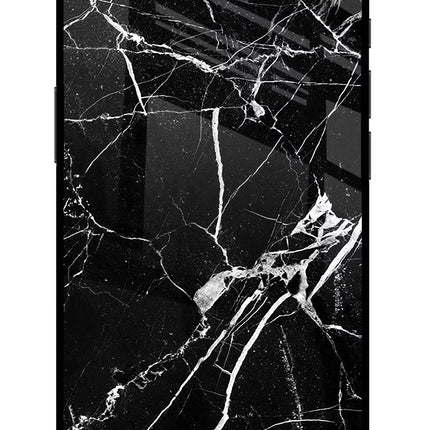 Black Marble Pattern iPhone 16e Glass Case Back Cover by Casekaro