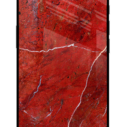 Red Marble Design iPhone 16e Glass Case Back Cover by Casekaro