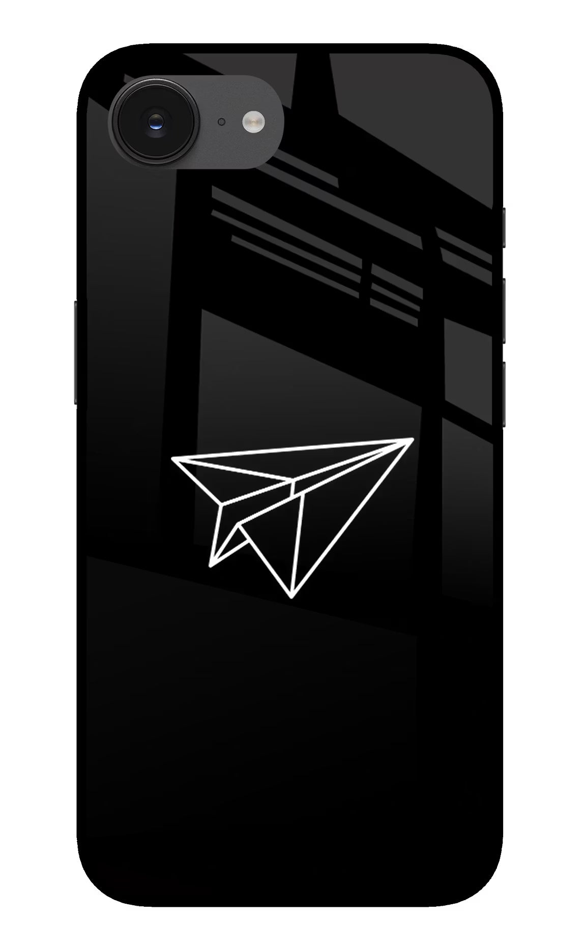 Paper Plane White iPhone 16e Glass Case Back Cover by Casekaro