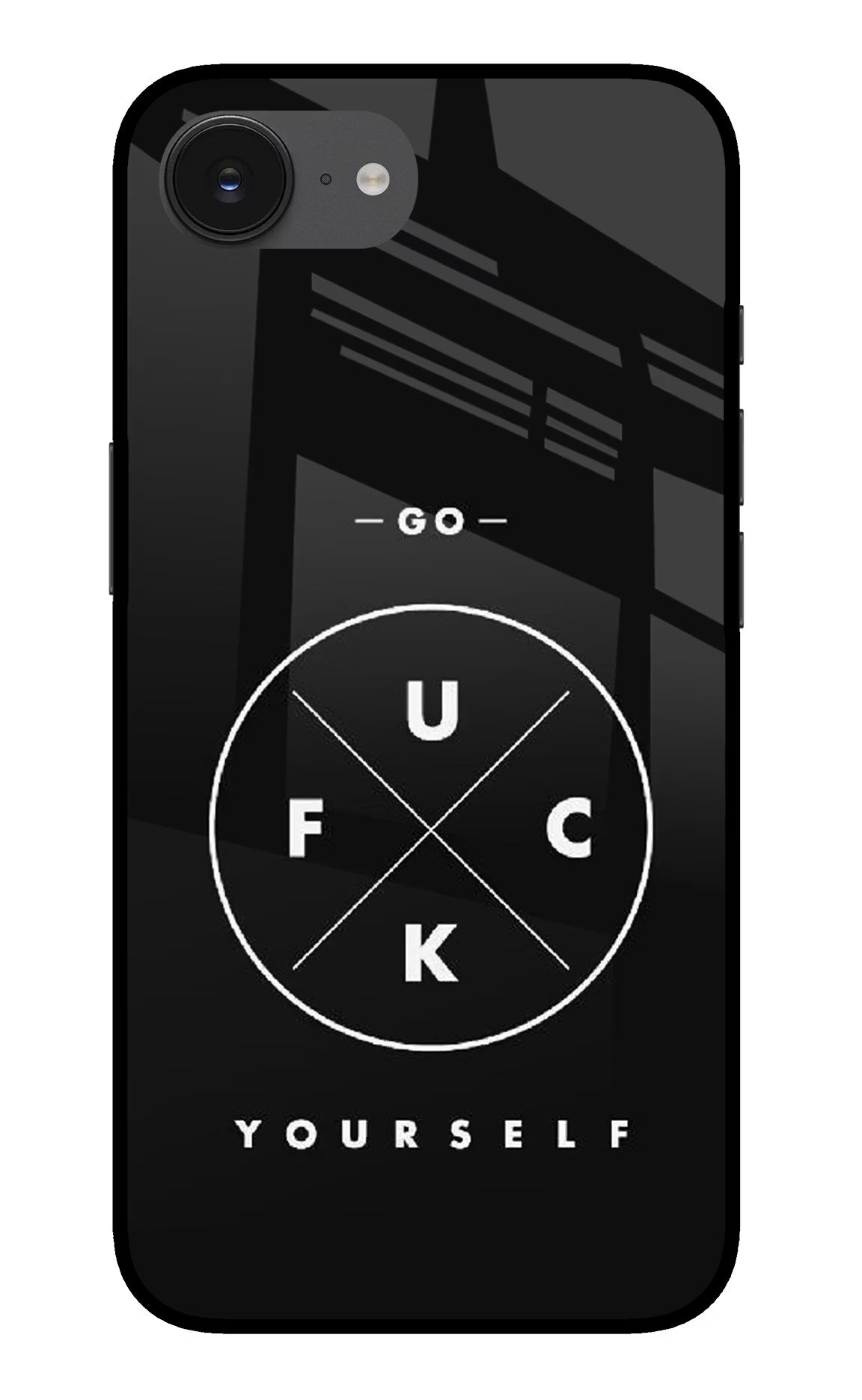Go Fuck Yourself iPhone 16e Glass Case Back Cover by Casekaro