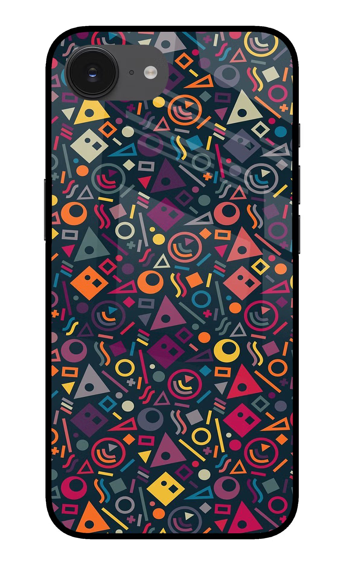 Geometric Abstract iPhone 16e Glass Case Back Cover by Casekaro