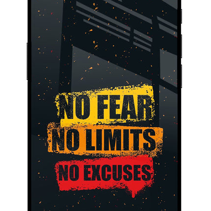 No Fear No Limits No Excuse iPhone 16e Glass Case Back Cover by Casekaro