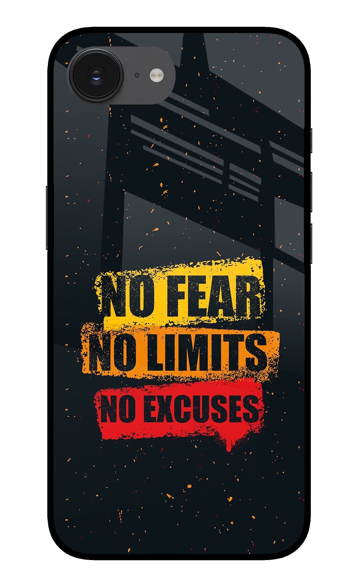 No Fear No Limits No Excuse iPhone 16e Glass Case Back Cover by Casekaro