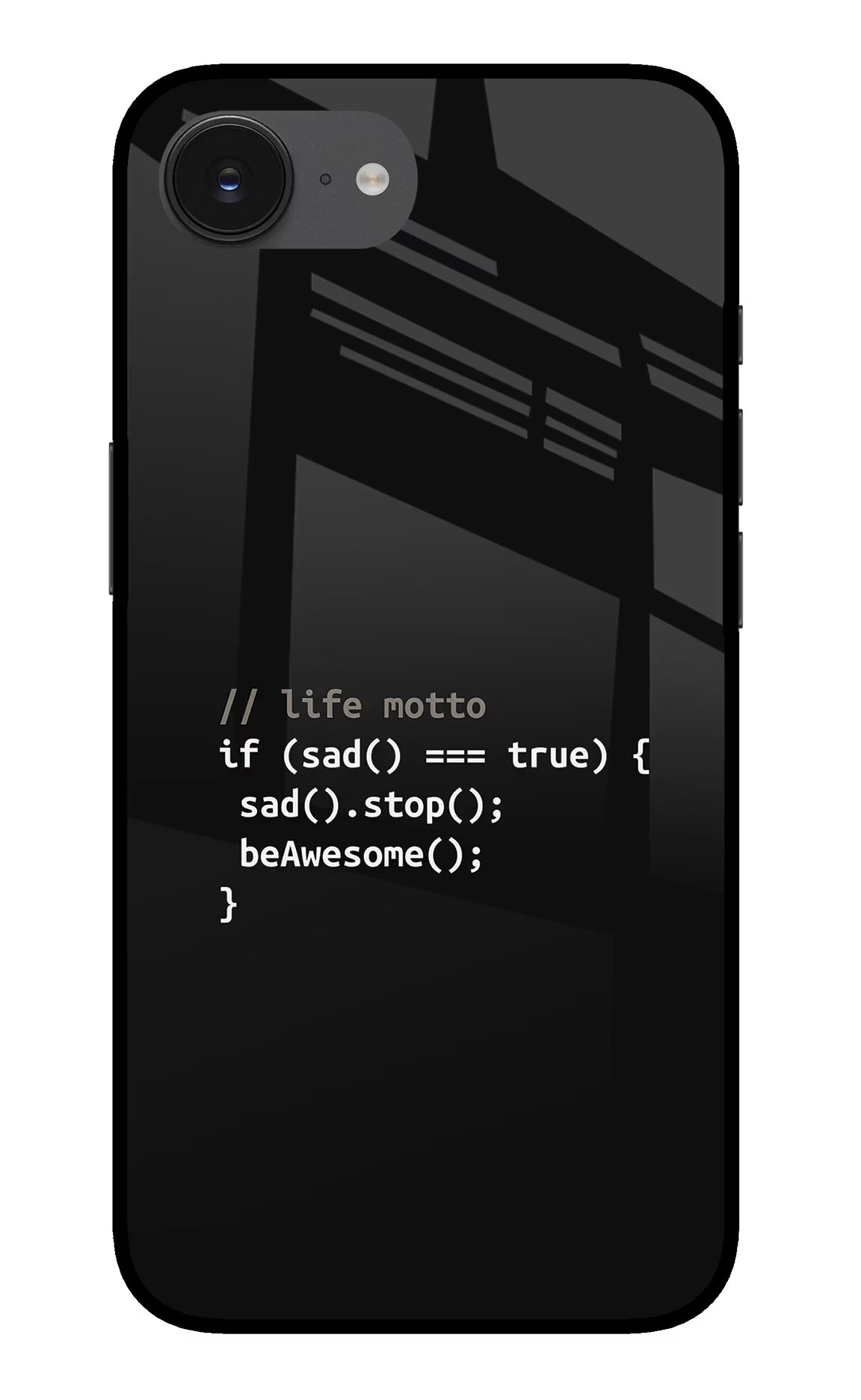 Life Motto Code iPhone 16e Glass Case Back Cover by Casekaro