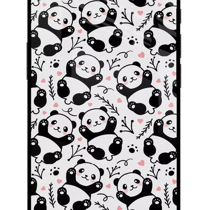 Cute Panda iPhone 16e Glass Case Back Cover by Casekaro