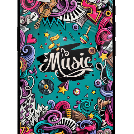 Music Graffiti iPhone 16e Glass Case Back Cover by Casekaro