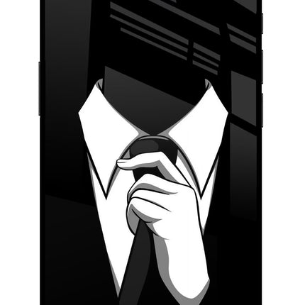 Black Tie iPhone 16e Glass Case Back Cover by Casekaro