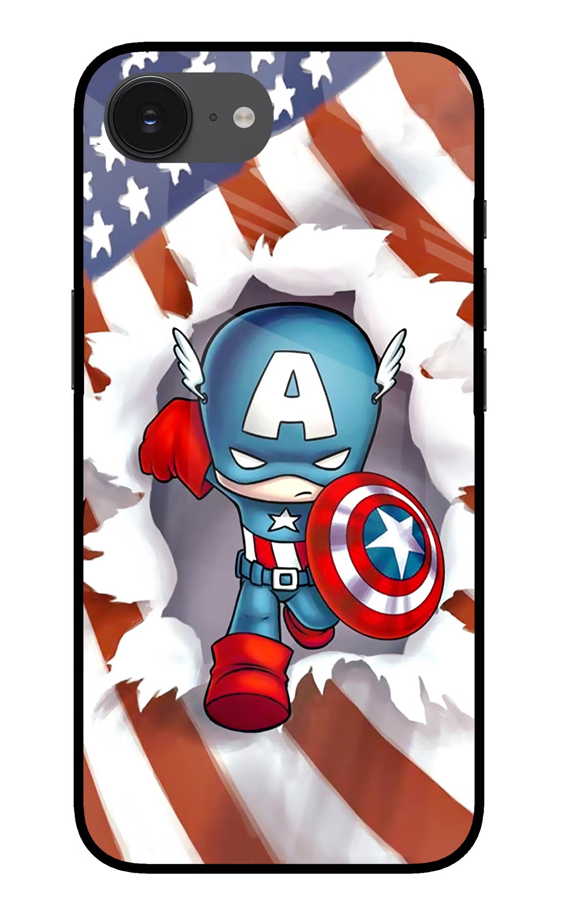 Captain America iPhone 16e Glass Case Back Cover by Casekaro