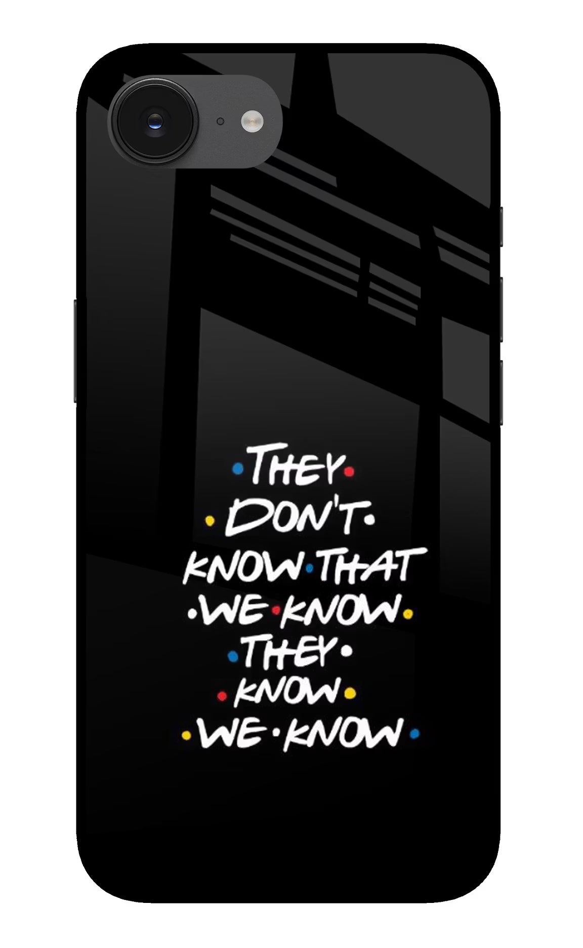 FRIENDS Dialogue iPhone 16e Glass Case Back Cover by Casekaro