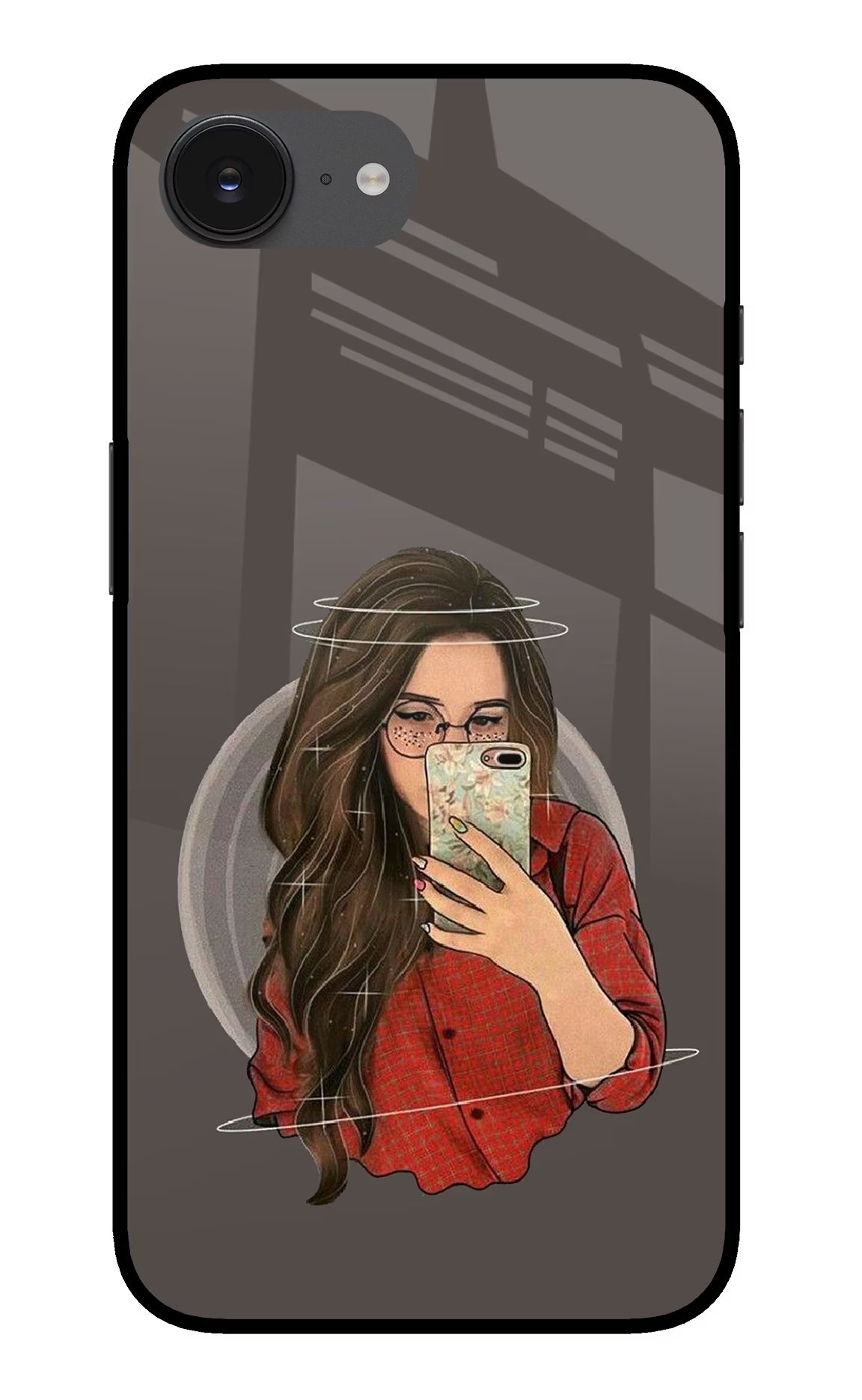 Selfie Queen iPhone 16e Glass Case Back Cover by Casekaro