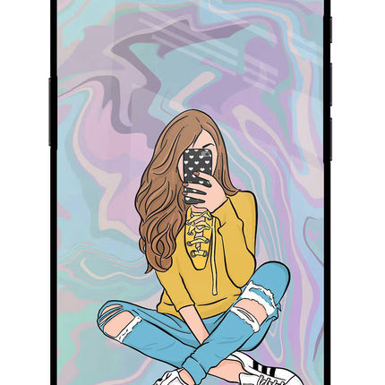 Selfie Girl iPhone 16e Glass Case Back Cover by Casekaro