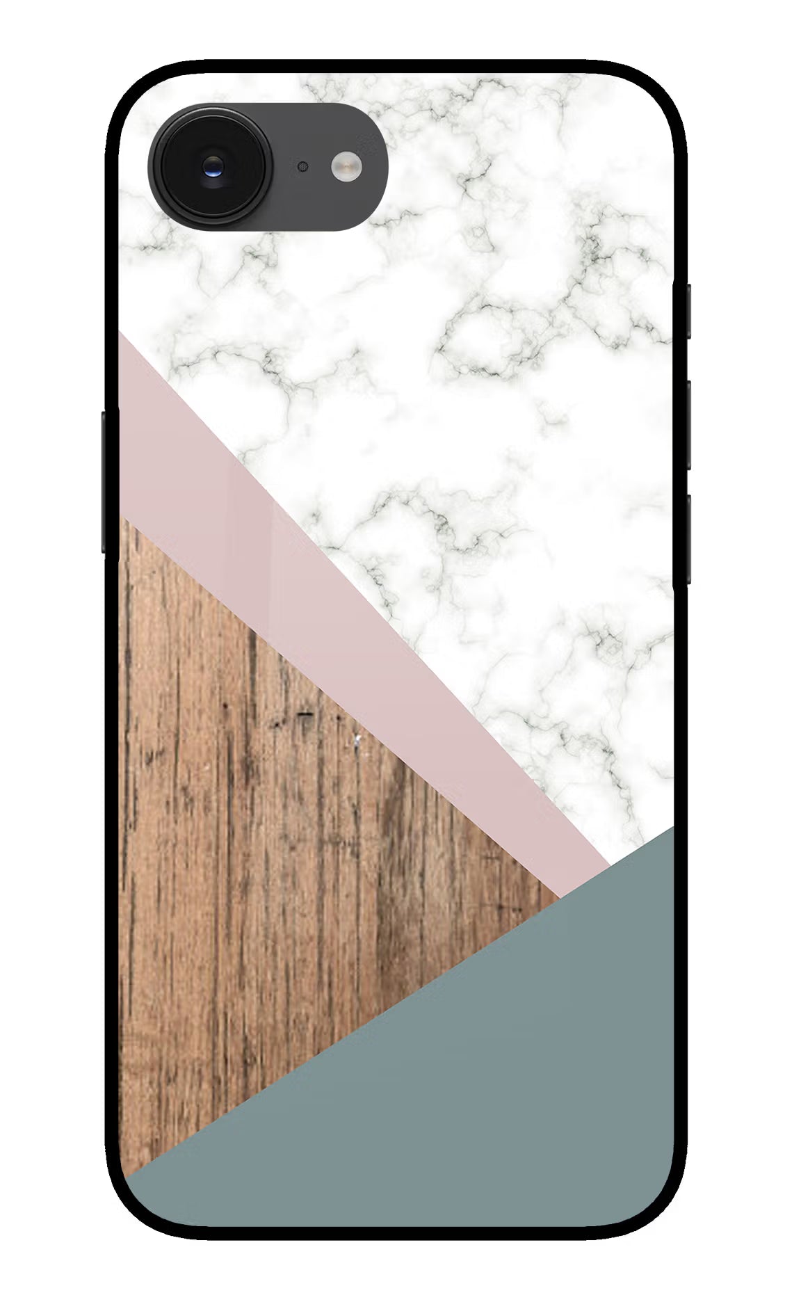 Marble wood Abstract iPhone 16e Glass Case Back Cover by Casekaro