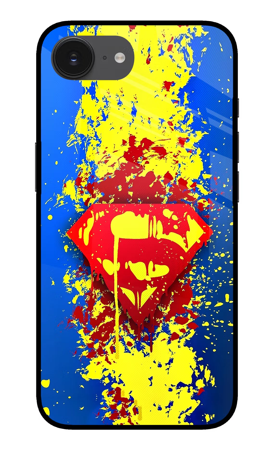 Superman logo iPhone 16e Glass Case Back Cover by Casekaro