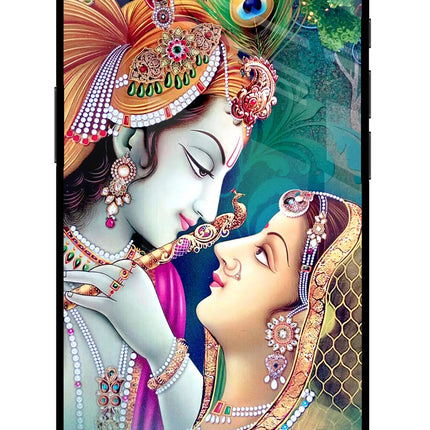 Lord Radha Krishna iPhone 16e Glass Case Back Cover by Casekaro