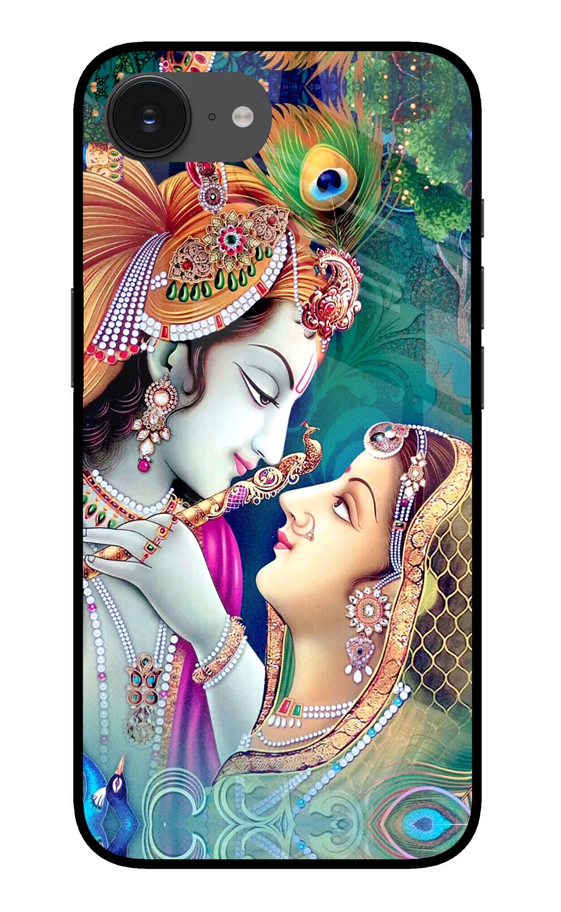 Lord Radha Krishna iPhone 16e Glass Case Back Cover by Casekaro
