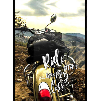 Ride More Worry Less iPhone 16e Glass Case Back Cover by Casekaro