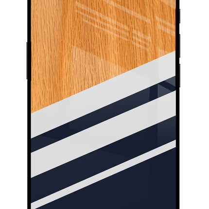 Blue and white wooden iPhone 16e Glass Case Back Cover by Casekaro