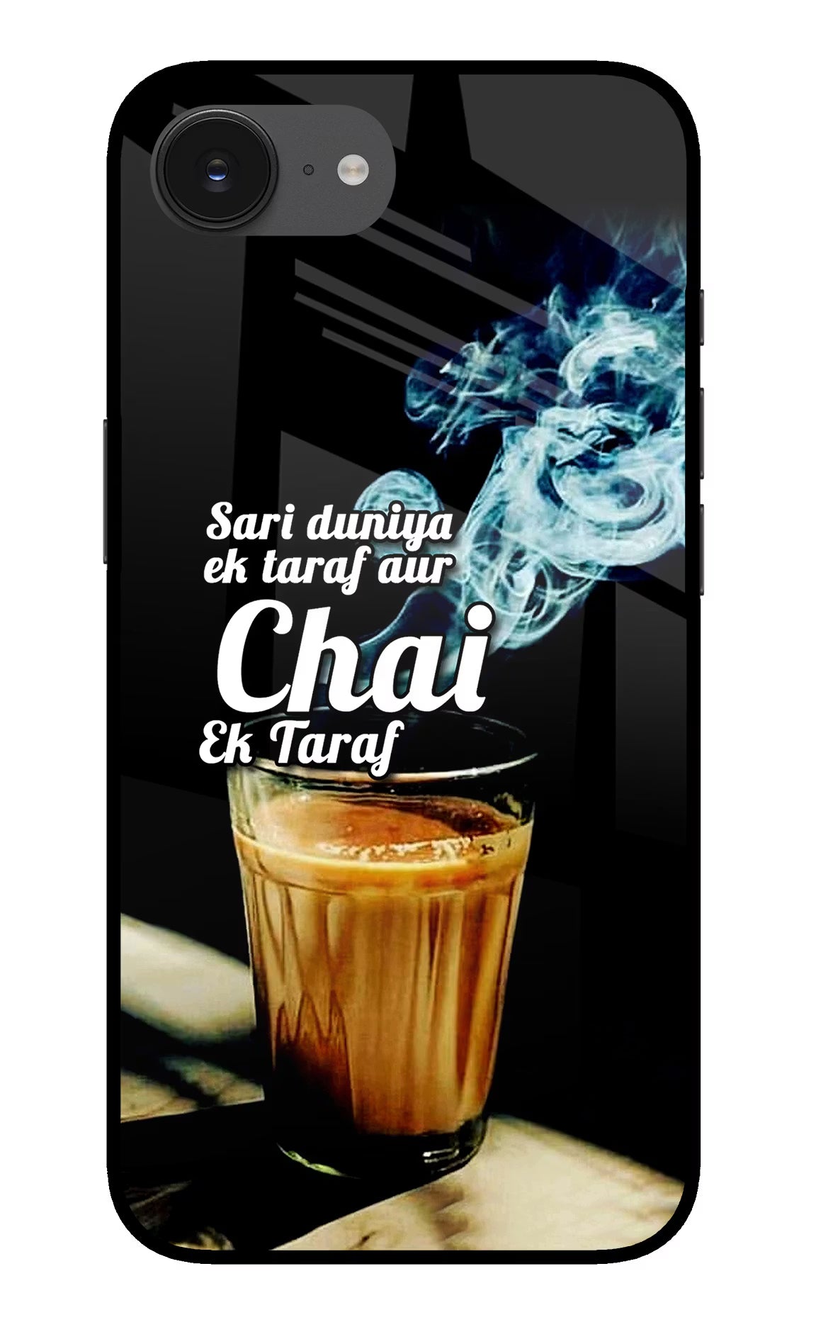Chai Ek Taraf Quote iPhone 16e Glass Case Back Cover by Casekaro