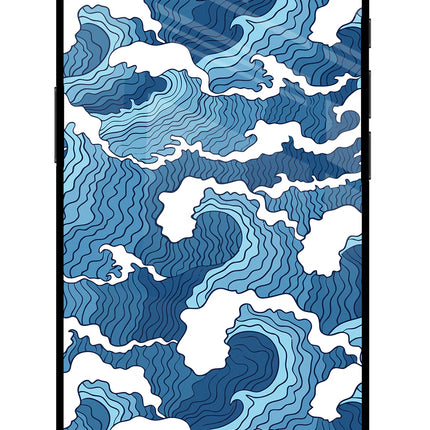 Blue Waves iPhone 16e Glass Case Back Cover by Casekaro