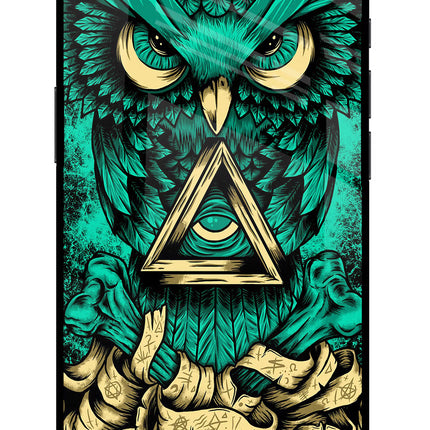 Green Owl iPhone 16e Glass Case Back Cover by Casekaro