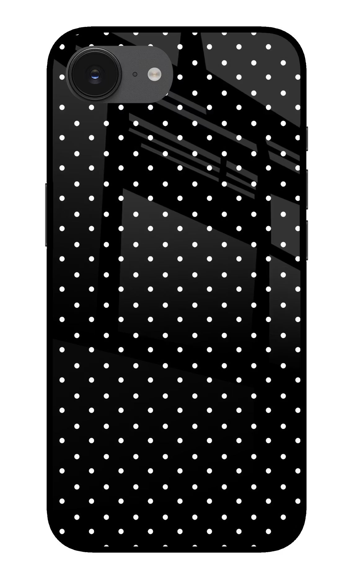 White Dots iPhone 16e Glass Case Back Cover by Casekaro